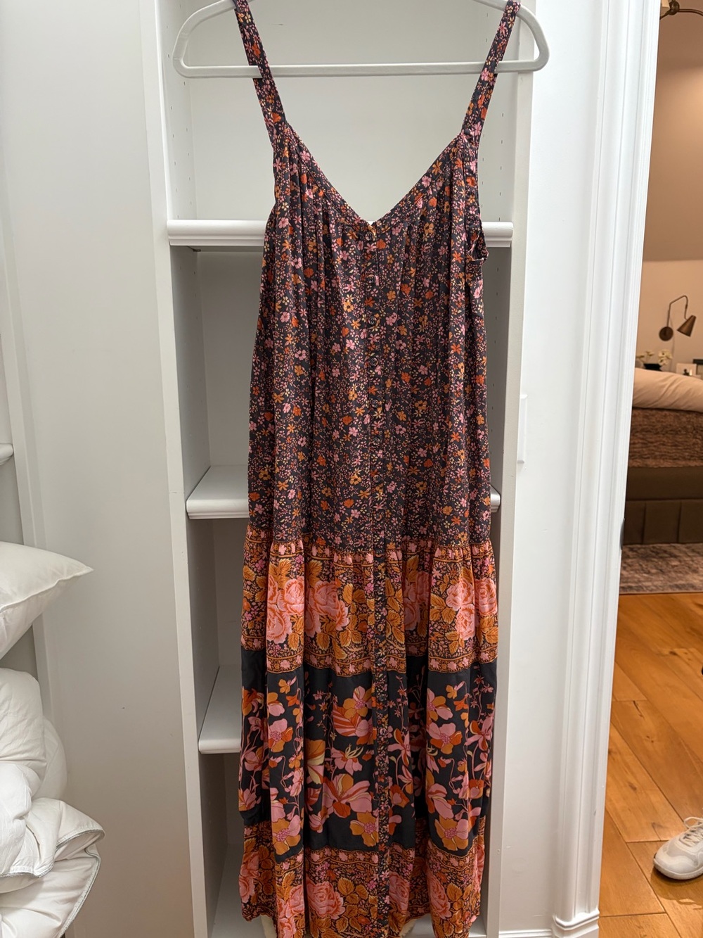 Spell Boho Floral Maxi Dress in Brown and Pink